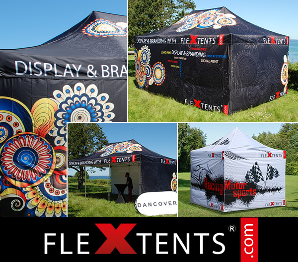 Heldekkende digitaltrykk på FlexTents® – de ledende pop-up teltene på markedet